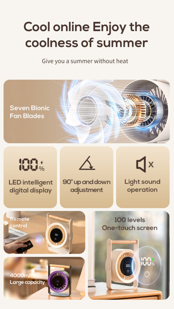 100-speed remote control desktop fan - Image 4