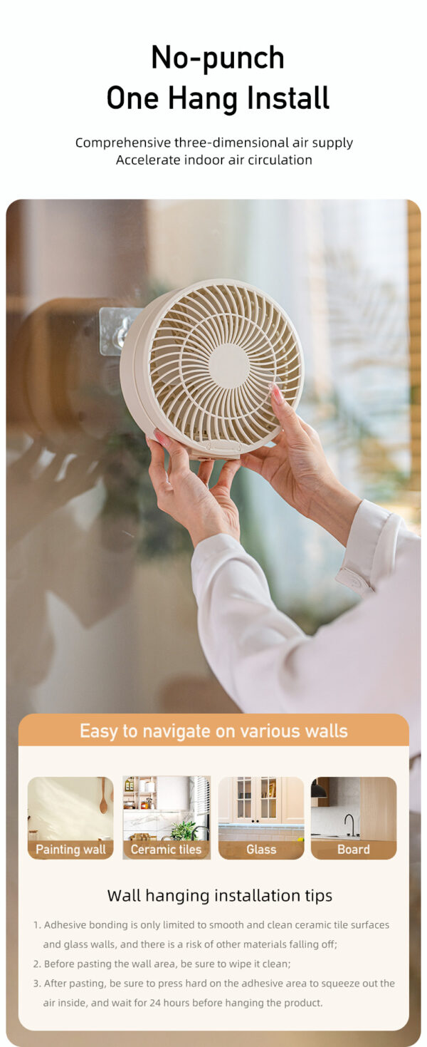 Foldable Wall/Desk Fan with night light - Image 9