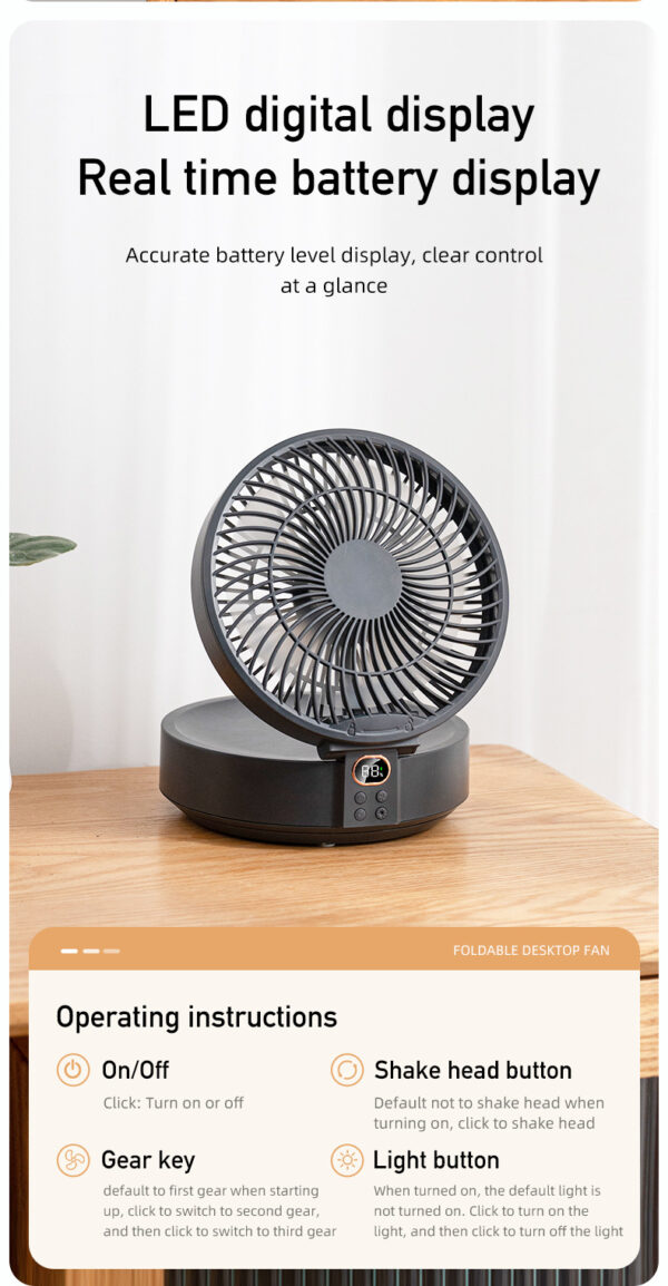 Foldable Wall/Desk Fan with night light - Image 20