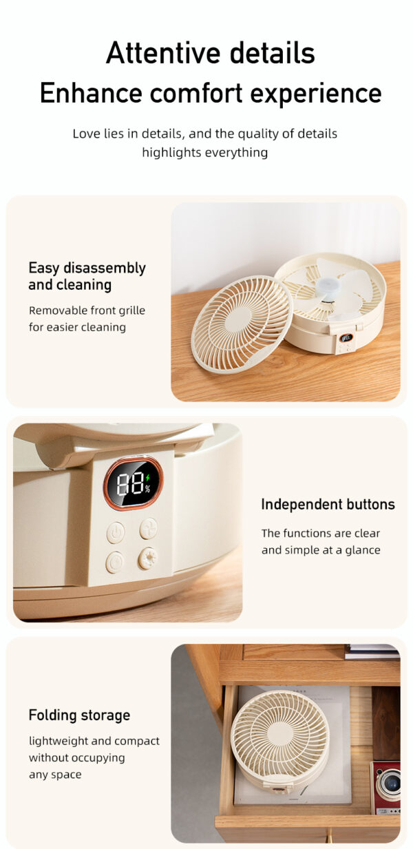 Foldable Wall/Desk Fan with night light - Image 18